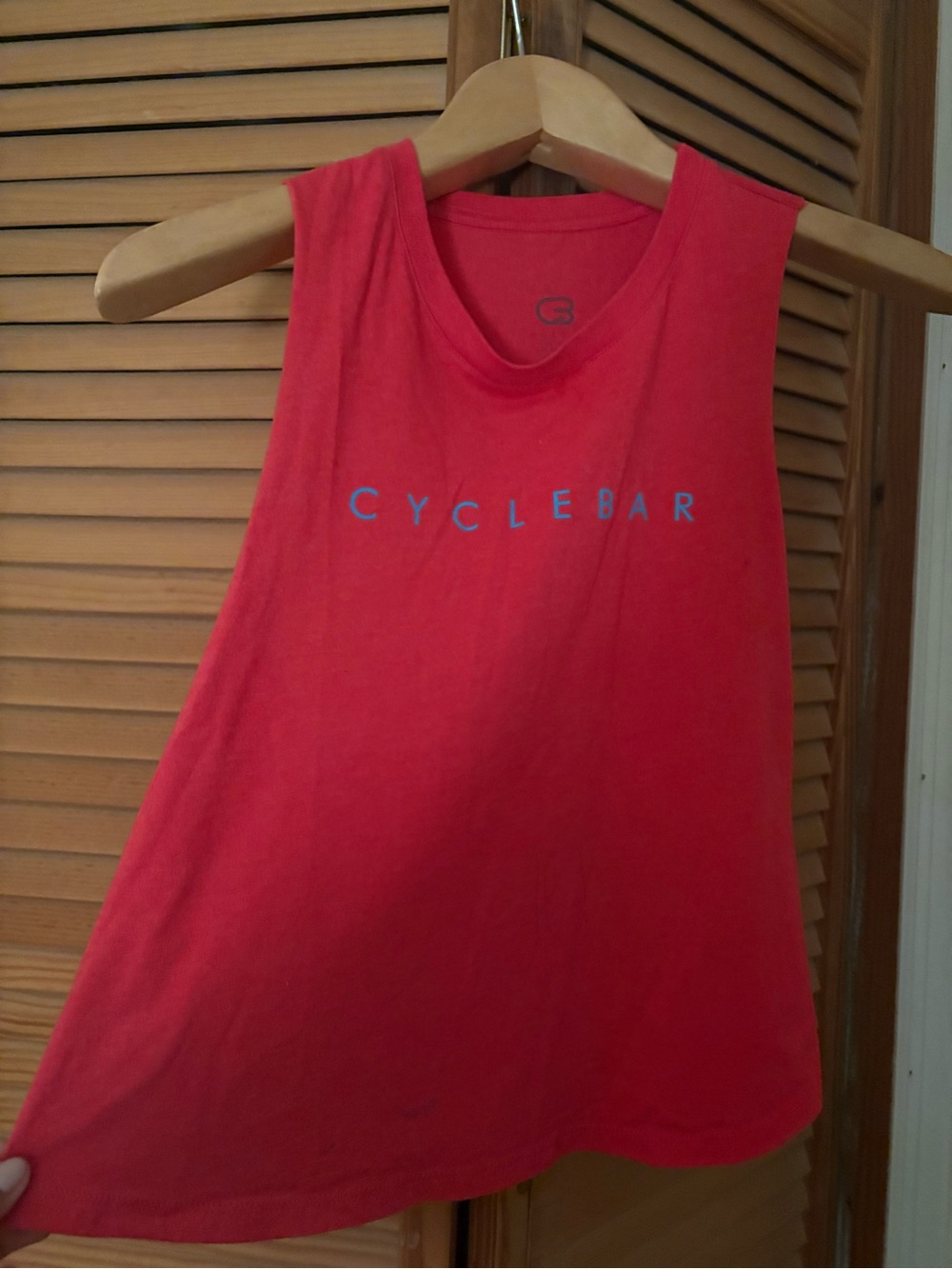 Cyclebar Red Tank with Blue Logo
